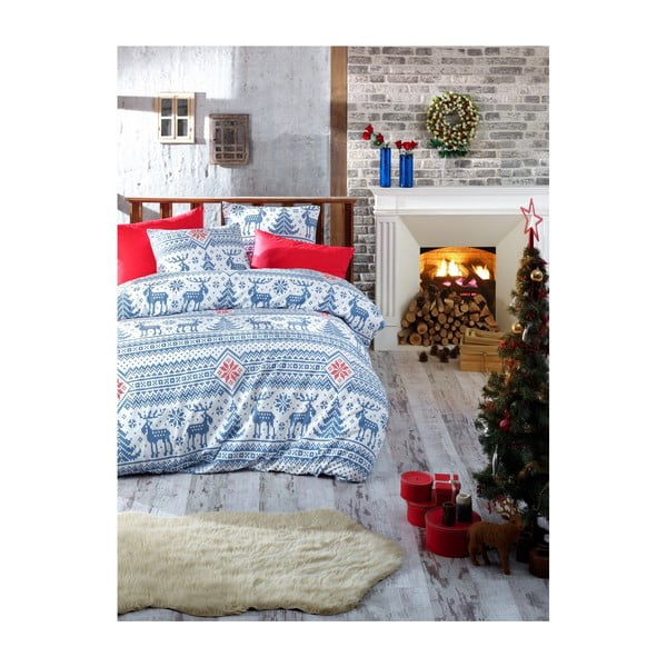 Emily karácsonyi, egyszemélyes, pamut ágyneműhuzat lepedővel, 160 x 220 cm