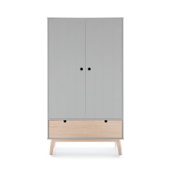 Kiara szürke gyerek ruhásszekrény borovi fenyő lábakkal - Marckeric-image-2