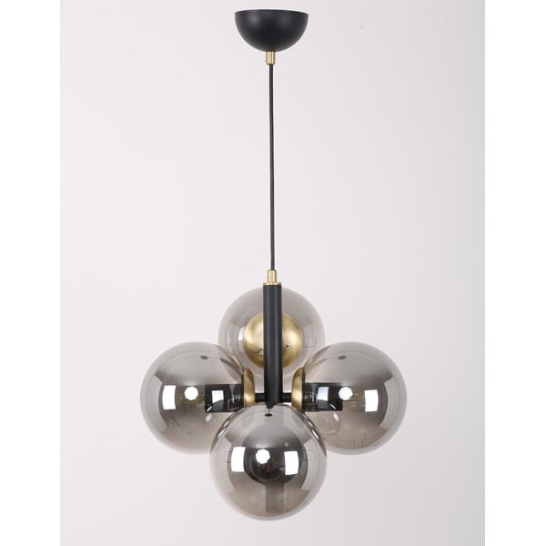 Fekete-szürke függőlámpa üveg búrával ø 15 cm Forte – Squid Lighting-image-4