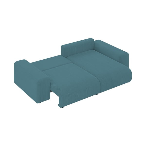 Türkiz kordbársony kinyitható tárolóhelyes sarokkanapé Luma – Ropez-image-4