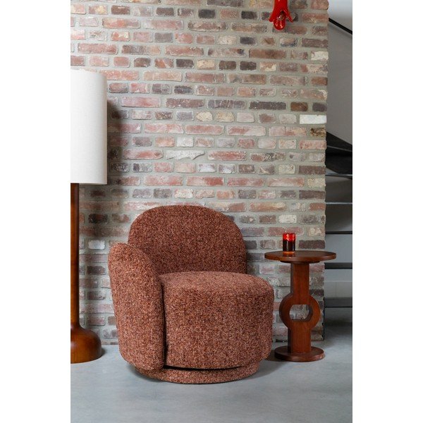 Piros forgó zsenília fotel Rose – Dutchbone-image-1