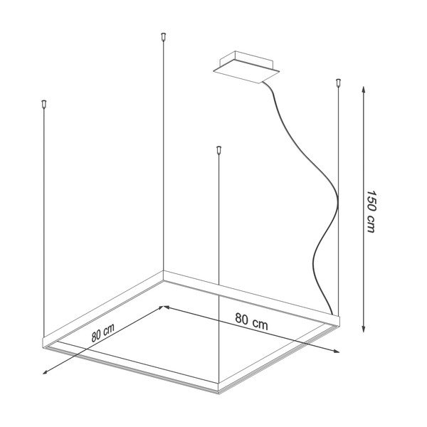 Fekete LED függőlámpa 80x80 cm Aura - Sollux-image-2