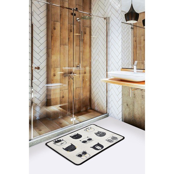 Fekete-bézs fürdőszobai kilépő 40x60 cm Cutie – Foutastic-image-1