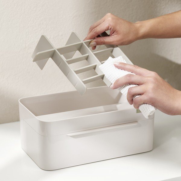 Bézs műanyag fürdőszobai rendszerező kozmetikumokhoz Viva – Joseph Joseph-image-1