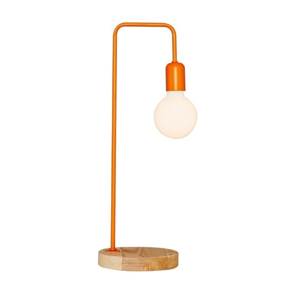 Valetta narancssárga asztali lámpa fa alappal