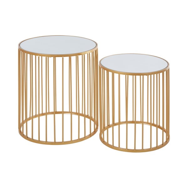 Kerek tárolóasztal szett üveg asztallappal 2 db-os Avantis – Premier Housewares-image-1