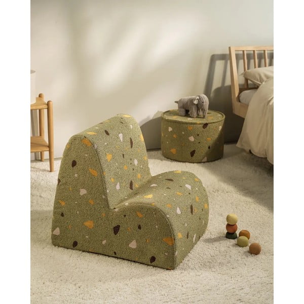 Zöld buklé-zsenília gyerek fotel Terrazzo Cloud – Wigiwama-image-3