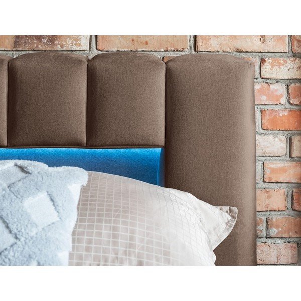 Világosbarna kárpitozott ágyneműtartós franciaágy ágyráccsal 160x200 cm Lamica – ELTAP-image-4