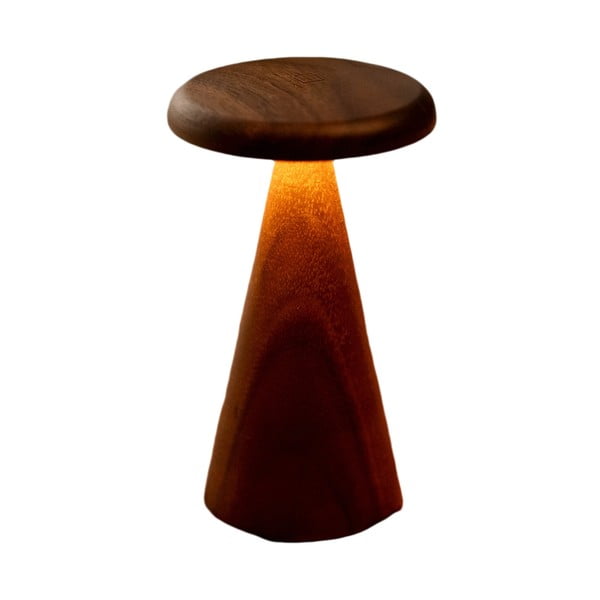 Sötét natúr színű LED asztali lámpa fa búrával (magasság 21 cm) Sylva – Gingko