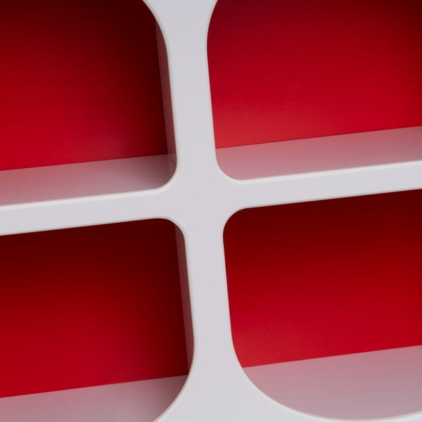 Piros-fehér könyvespolc 76x70 cm – Casa Selección-image-4