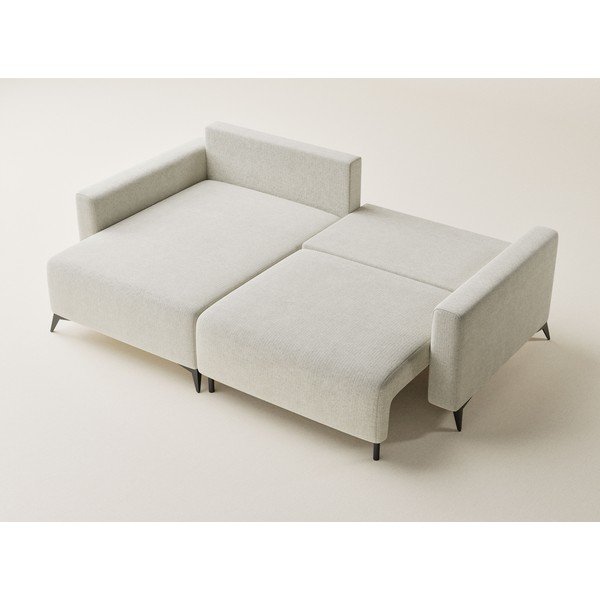 Krémszínű zsenília kinyitható-tárolóhelyes sarokkanapé (bal oldali-heverő résszel) Leon – Maison de Rêve-image-3