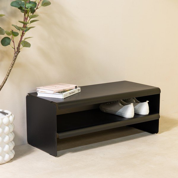 Fekete acél cipőtartó 71,5x28x31 cm Linea – Spinder Design-image-1