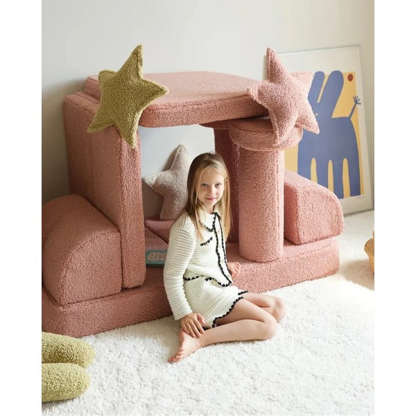 Rózsaszín buklé párna gyerek kanapéhoz Star – Wigiwama-image-3