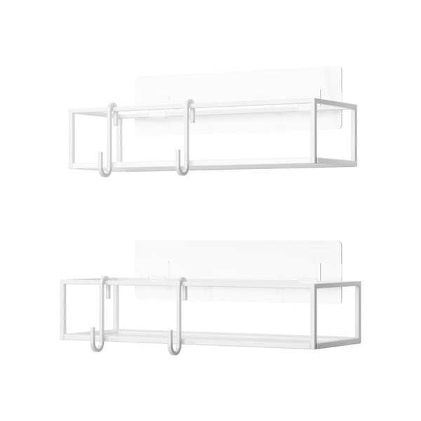 Fehér öntapadós acél fürdőszobai polc szett 2 db-os Cubiko – Umbra-image-3