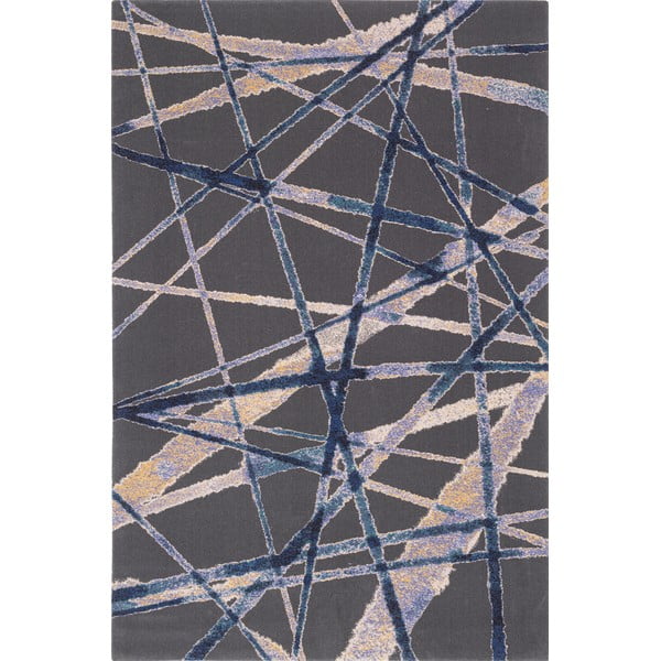 Sötétkék gyapjú szőnyeg 100x180 cm Sticks – Agnella