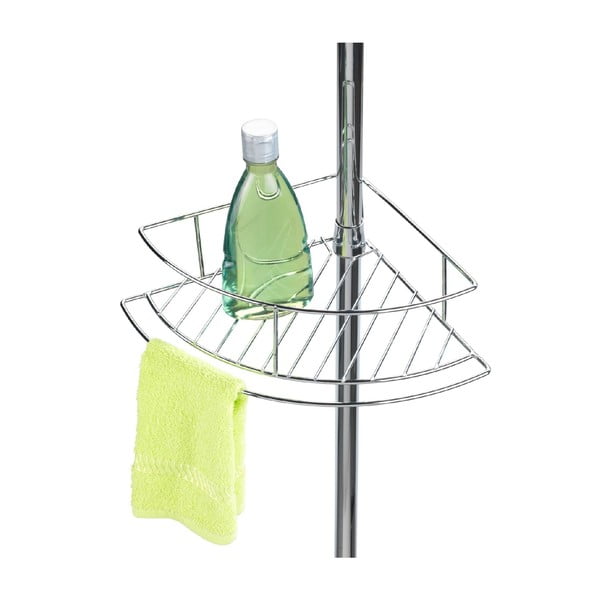 Fényes ezüstszínű teleszkópos rozsdamentes acél fürdőszobai sarokpolc Dolcedo – Wenko-image-3