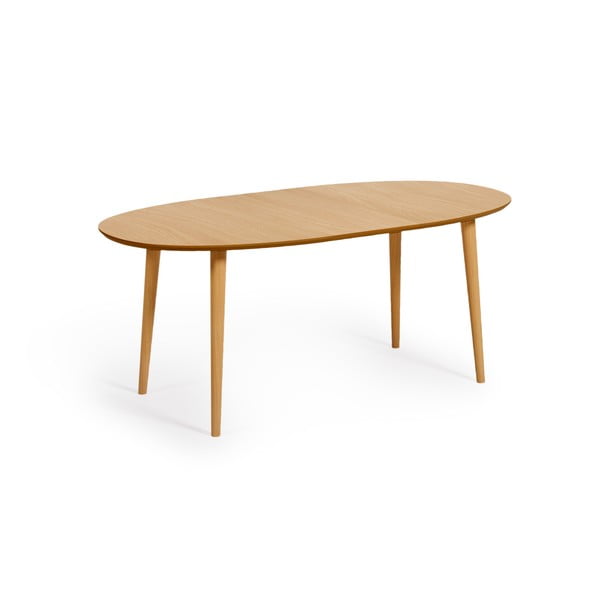 Natúr színű bővíthető étkezőasztal tölgyfa dekorral 90x140 cm Oqui – Kave Home-image-3