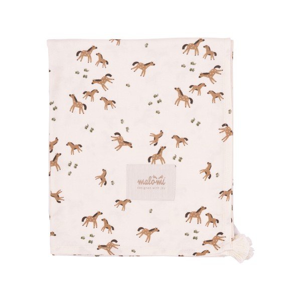 Krémszínű bambusz pólya takaró 120x120 cm Free Horses – Malomi Kids