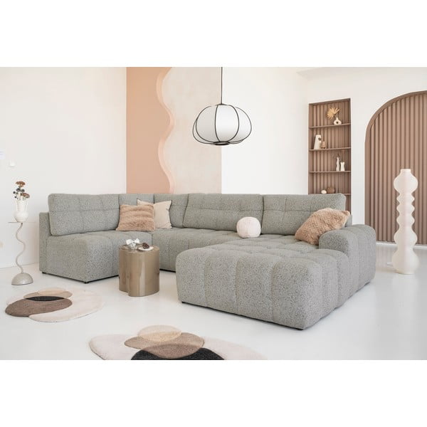 Világosbarna kinyitható tárolóhelyes moduláris sarokkanapé (bal oldali) Lulu – Miuform-image-1