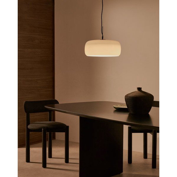 Szürkésbézs LED függőlámpa üveg búrával ø 38 cm Reig – Kave Home-image-1