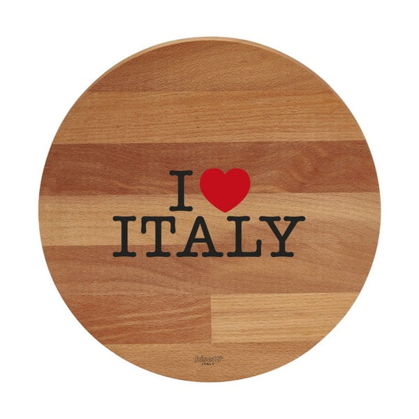 I Love Italy bükkfa tálalódeszka/vágódeszka, ø 30 cm - Bisetti