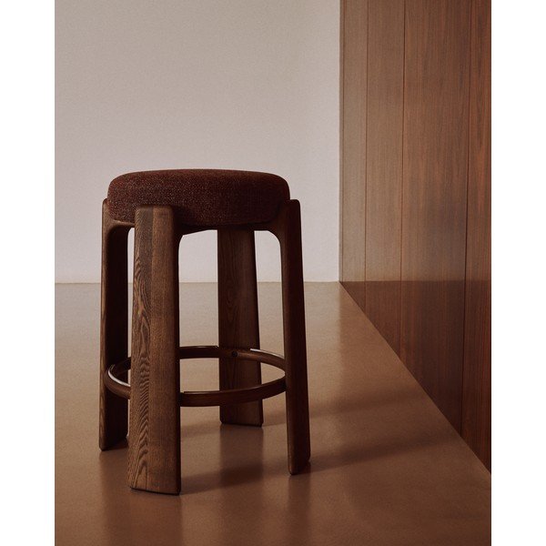 Barna-sötét natúr színű kőrisfa bárszék (ülésmagasság 65 cm) Granite – Kave Home-image-1