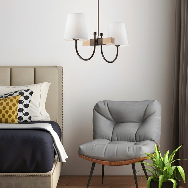 Sötétbarna függőlámpa textil búrával ø 15 cm Julietta – LAMKUR-image-1