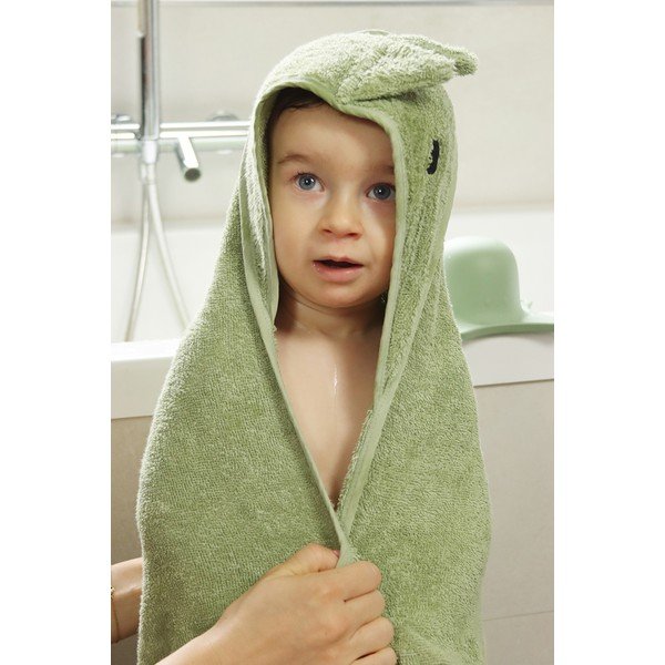 Zöld pamut kapucnis gyerek törölköző 75x75 cm Dinosaur – Kindsgut-image-4