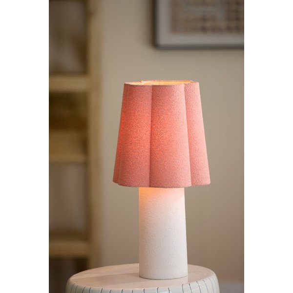 Lazacszínű-krémszínű asztali lámpa textil búrával (magasság 50 cm) Musaby – Light & Living-image-1