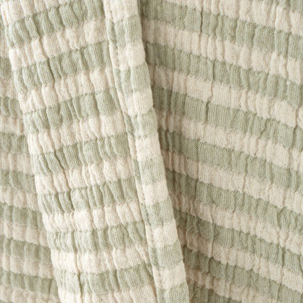 Zöld pamut takaró 150x200 cm Cotton Muslin Stripe – Bianca-image-3