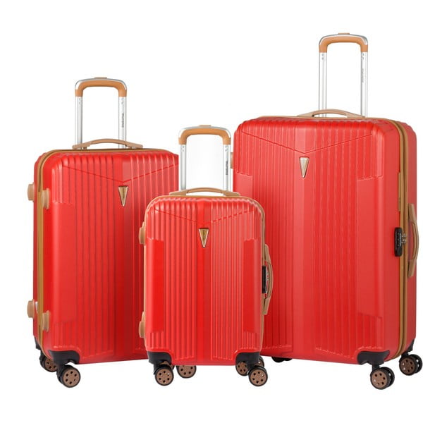 Europa 3 darabos piros gurulós bőrönd készlet - Murano