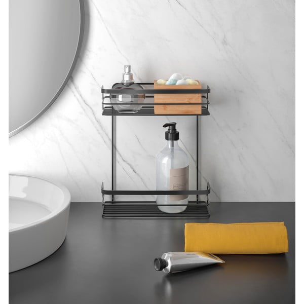 Origin Lava fekete kétszintes fürdőszobai polc - Metaltex-image-1