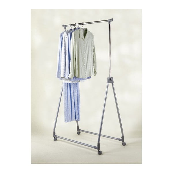 Szürke fém teleszkópos-gurulós ruhatartó állvány Foldable – Wenko-image-1