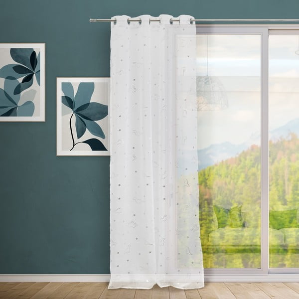 Fehér-ezüstszínű fényáteresztő függöny 140x260 cm Dinos – Casa Selección-image-1