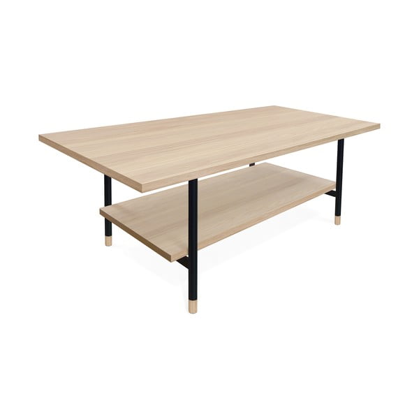 Natúr színű dohányzóasztal tölgyfa dekoros asztallappal 60x120 cm Jugend – Woodman-image-1