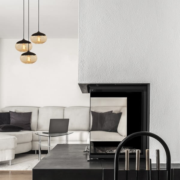Okkersárga-fekete függőlámpa üveg búrával ø 50 cm Camini – Opviq lights-image-1