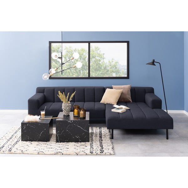 Fekete dohányzóasztal szett márvány dekorral, 2 db-os 58x58 cm Dice – Actona-image-4