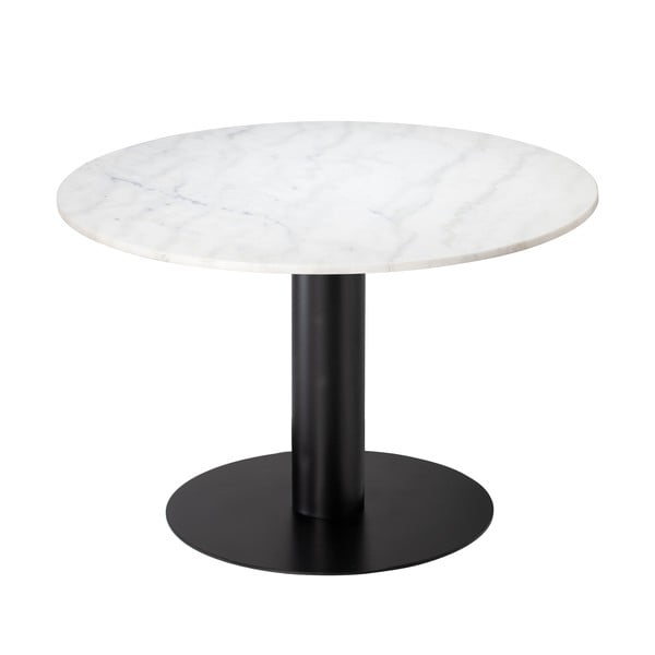 Pepo fehér márvány étkezőasztal fekete talppal, ⌀ 105 cm - RGE