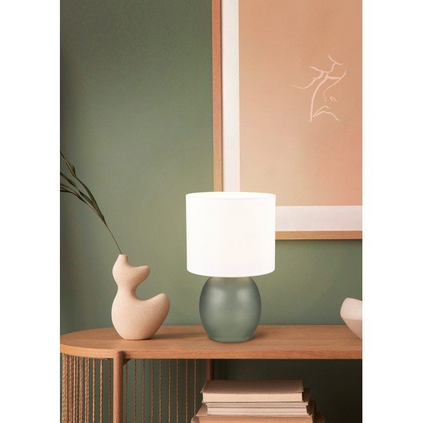 Fehér-zöld asztali lámpa textil búrával (magasság 29 cm) Vela – Trio-image-1