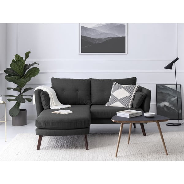 Elena sötétszürke háromszemélyes kanapé, fekvőfotellel a bal oldalon - Mazzini Sofas-image-1