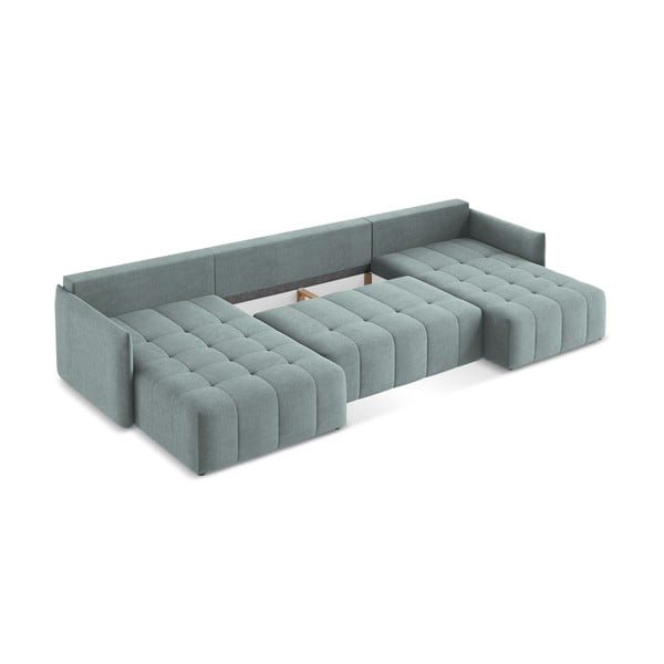 Kék kinyitható-tárolóhelyes (U alakú) sarokkanapé Moku – Makamii-image-4