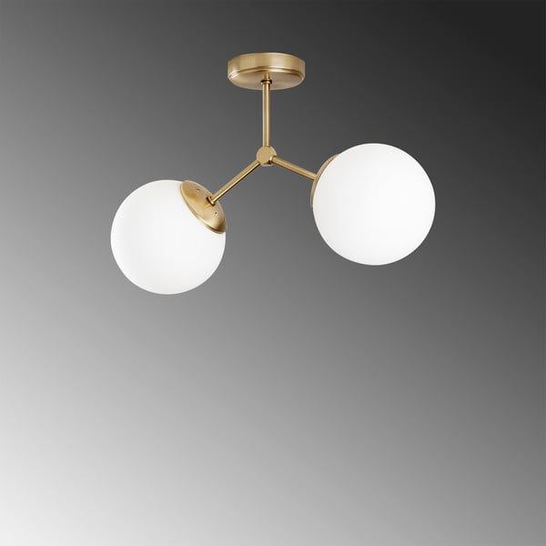 Fehér-sárgaréz színű mennyezeti lámpa üveg búrával 15x44 cm Damar – Opviq lights-image-3