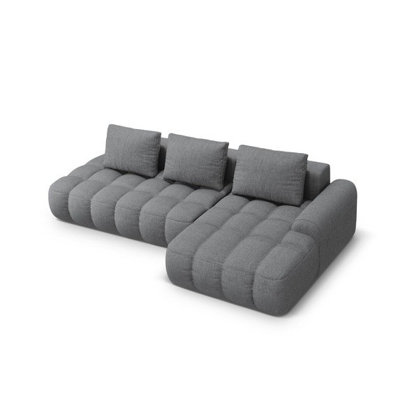 Szürke kinyitható-tárolóhelyes sarokkanapé (jobb oldali-heverő résszel) Linz – Cosmopolitan Design-image-3