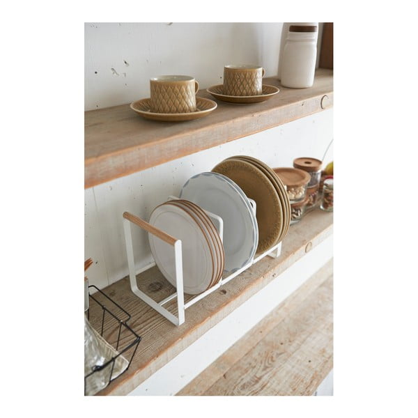 Tosca fehér tányértartó bükkfa részletekkel - YAMAZAKI-image-1