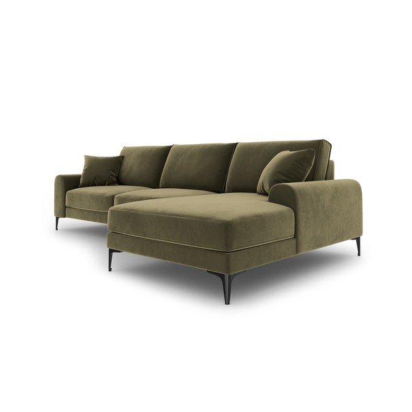 Madara zöld bársony sarokkanapé, jobb oldali - Mazzini Sofas-image-4