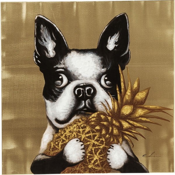 Dog with Pineapple kép, 80 x 80 cm - Kare Design