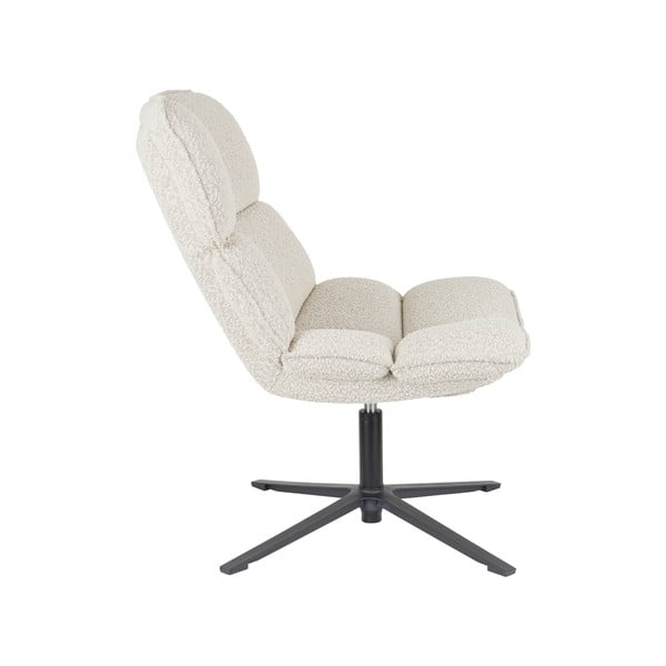 Krémszínű forgó buklé fotel Bros – White Label-image-3