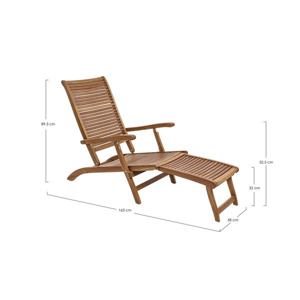 Natúr színű tömörfa kerti napozóágy Noemi – Bizzotto-image-3