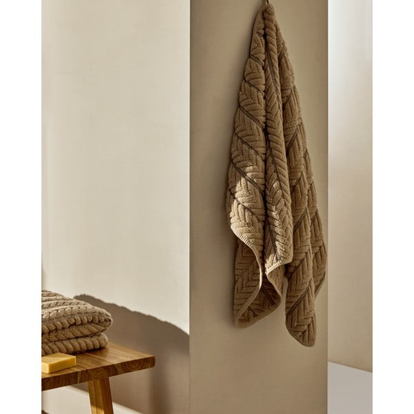 Bézs frottír pamut fürdőlepedő 90x150 cm Rune – Kave Home-image-4