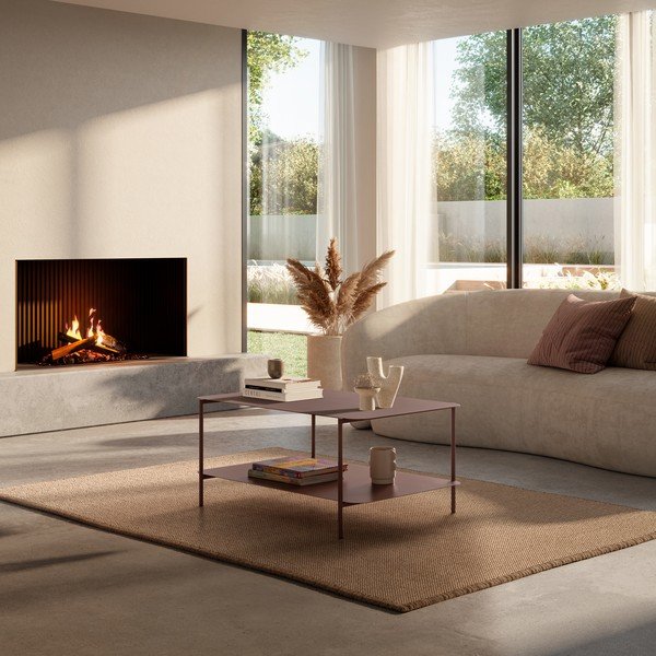 Terrakotta színű fém dohányzóasztal 58x90 cm Beatrix – MOME-image-1